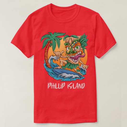 Phillip Island Australia Palm Tree Surfing Beach V T-shirt (Design voorkant)