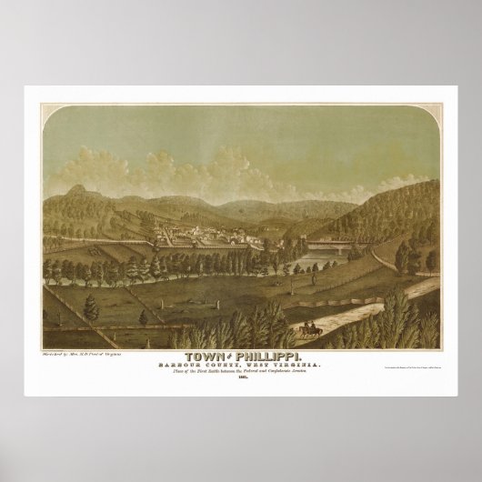 Phillippi, WV Panoramic Map - 1861 Poster (Voorkant)