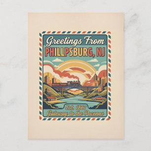 Phillipsburg NJ Gateway to de Poconos Retro Jaren Briefkaart