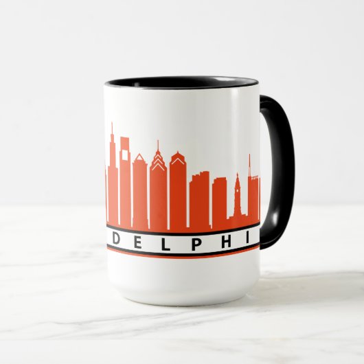 Philly 2019 Skyline Mok in Oranje en zwart (Voorkant rechts)