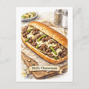 Philly Cheesesteak (Amerikaanse Eetserie) Ansichtk Briefkaart