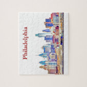 Philly Color Sketch Skyline Puzzle Legpuzzel (Verticaal)