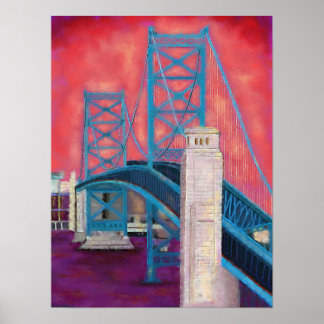 Philly Impressions (Ben Franklin Bridge in Dusk) Poster