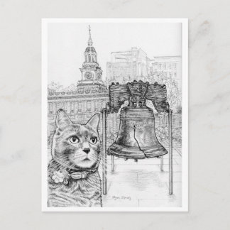 Philly Kat die de Liberty Bell bezoekt Briefkaart