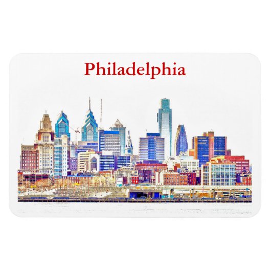 Philly Kleurenschets Skyline Premium Magnet Magneet (Horizontaal)