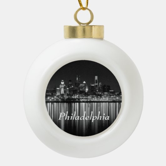 Philly night b/w keramische bal ornament (Voorkant)