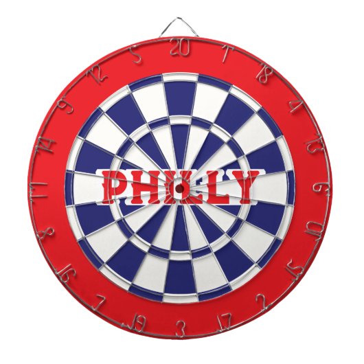 PHILLY Philadelphia White, marineblauw en rood Dartbord (Voorkant)
