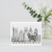 Philly Skyline - Cat on Fence Briefkaart (Staand voorkant)