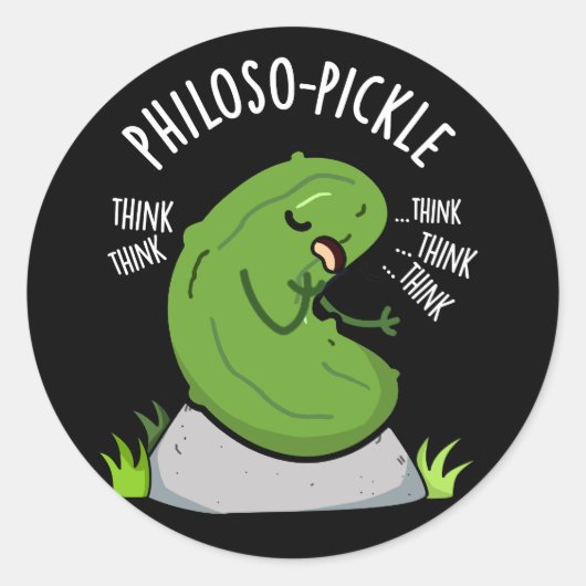 Philoso-pickle Grappige Pun Dark BG Ronde Sticker (Voorkant)