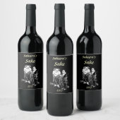 Philosophée poète asiatique Étiquette de vin noir  (Bouteilles)