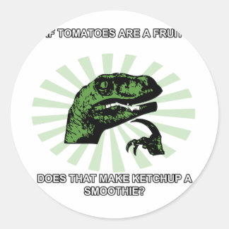 Philosoraptor Tomaten en Ketchup Ronde Sticker