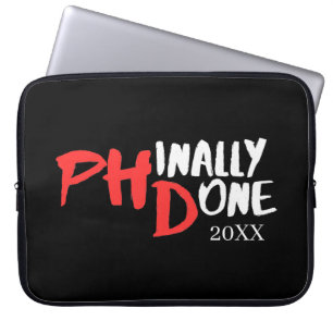 Phinaal gedaan - Zwart PHD-Afstuderen Citaat Desig Laptop Sleeve
