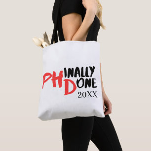 Phinaal-klaar - Funny PHD Afstuderen Quote Design Draagtas