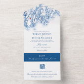 Phippsburg Maine Elegant Navy QR Bruiloft All In One Uitnodiging (Binnen)