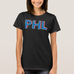 PHL Philadelphia Afkorting Letters in blauw rood T-shirt