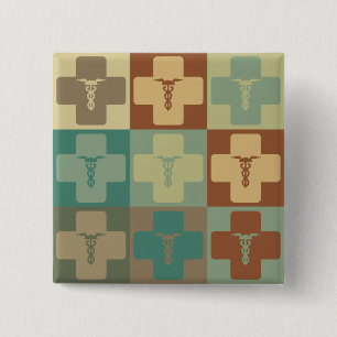 Phlebotomie Pop Art Vierkante Button 5,1 Cm