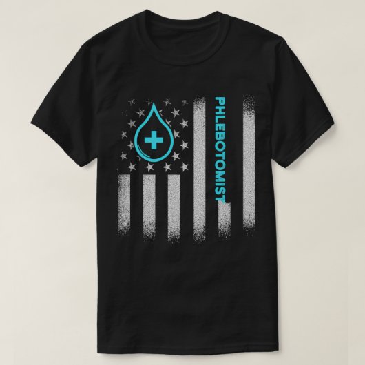 Phlebotomist Amerikaanse vlaggenflebotometechnicus T-shirt (Design voorkant)