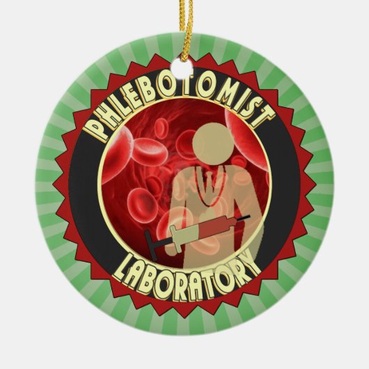 PHLEBOTOMIST BLOED LOGO KERAMISCH ORNAMENT (Voorkant)