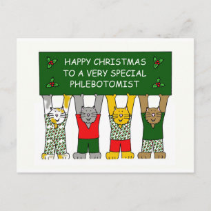 Phlebotomist Happy Christmas Cartoon Cats Feestdagenkaart