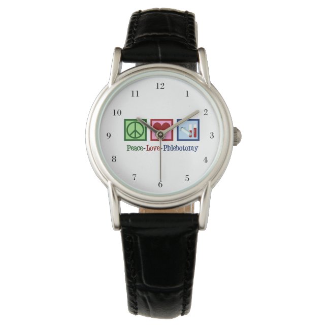 Phlebotomist Peace Love Phlebotomie Horloge (Voorkant)