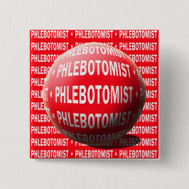 PHLEBOTOMIST SPHERE BLOEDDROP VIERKANTE BUTTON 5,1 CM