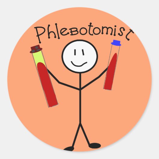 Phlebotomist Stick Person Ronde Sticker (Voorkant)