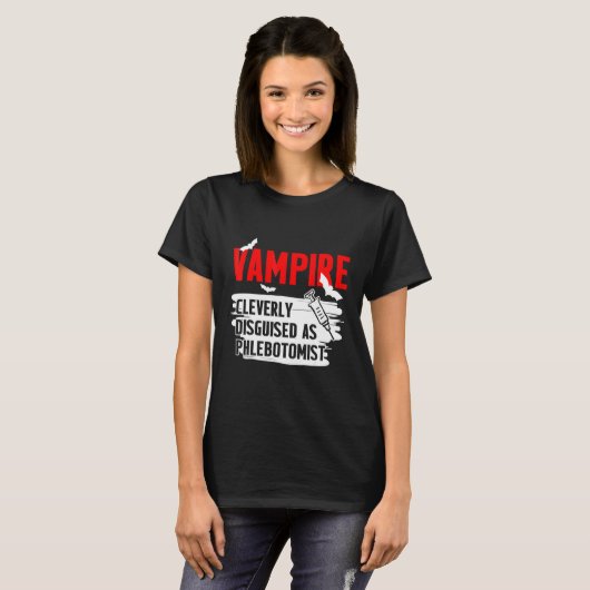 Phlebotomist Vampire Phlebotomie Technicus 1 T-shirt (Voorkant volledig)