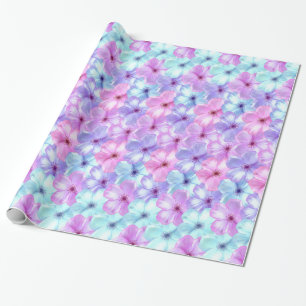 Phlox Pastel Lavender & Aqua Blue Flowers floral Cadeaupapier