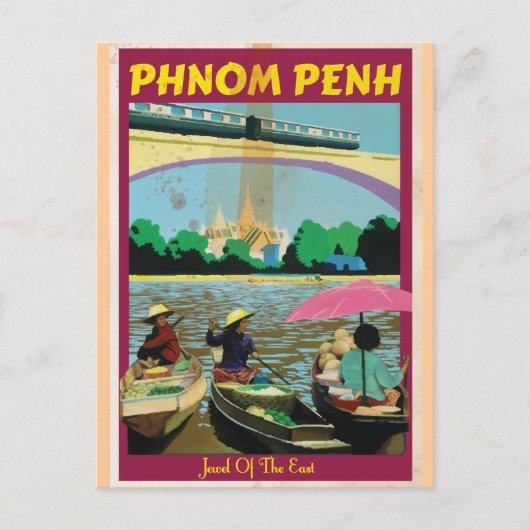 Phnom Penh vintage-poster Briefkaart (Voorkant)