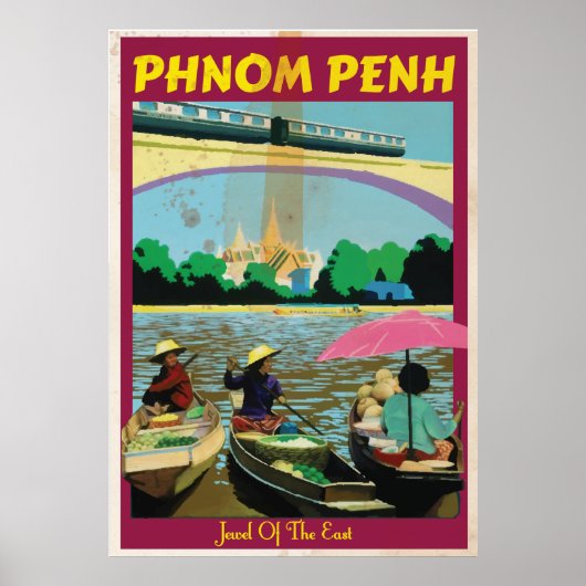 Phnom Penh vintage reisposter Poster (Voorkant)