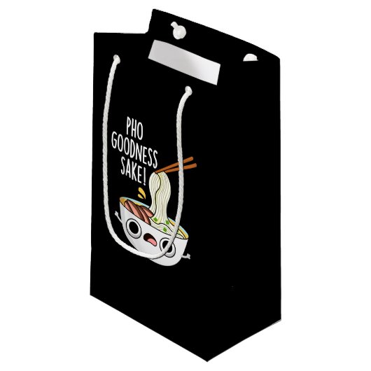 Pho Goodness Sake Funny Noodle Pun Dark BG Klein Cadeauzakje (Voorkant Gekanteld)