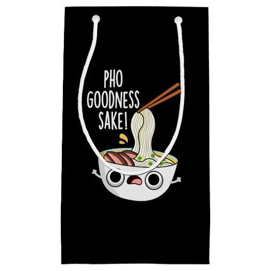 Pho Goodness Sake Funny Noodle Pun Dark BG Klein Cadeauzakje (Voorkant)