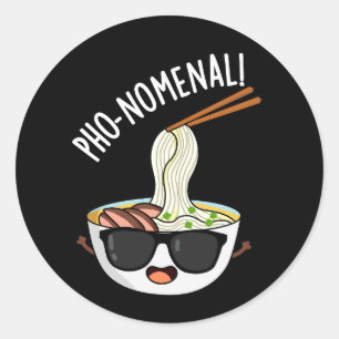 Pho-nomenal Grappig Pho Soep Puns Donker BG Ronde Sticker