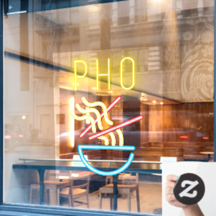 PHO NOODLES Faux Neon Light Vietnamees restaurant Raamsticker