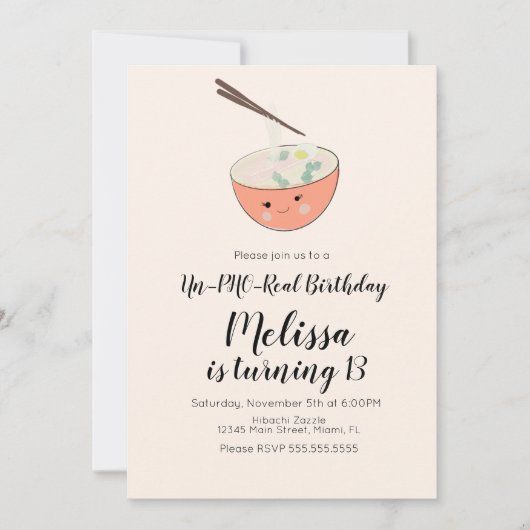 Pho Oriental Birthday Dinner Restaurant Party Kaart (Voorkant)