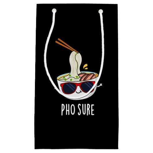 Pho Sure Funny Pho Soup Noodle Pun Dark BG Klein Cadeauzakje (Voorkant)