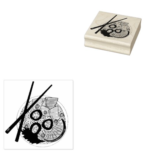 PHO Vietnamese Food Chicken Noodle Soup Chopsticks Rubberstempel (Gestempeld)