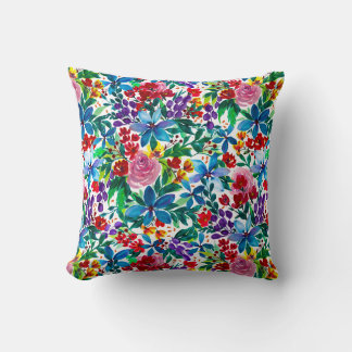 Phoebe Modern Waterverf Floral in primaire kleuren Kussen