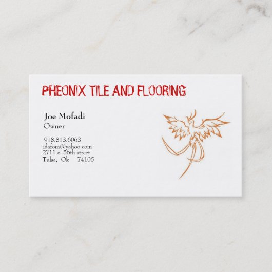 Phoenix_4, PHEONIX TILE AND FLOORING, Joe Mofa... Visitekaartje (Voorkant)