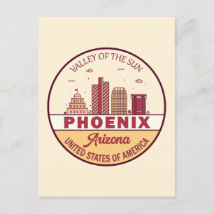 Phoenix Arizona City Skyline Emblem Briefkaart