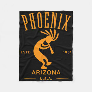 Phoenix Arizona Dancing Kokopelli Design Fleece Deken