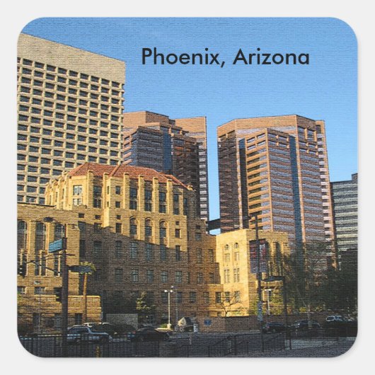 Phoenix, Arizona Downtown Vierkante Sticker (Voorkant)