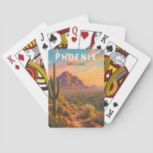 Phoenix Arizona Illustratie Reis Kunst Vintage Pokerkaarten