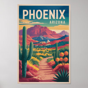 Phoenix Arizona Illustratie Reis Kunst Vintage Poster