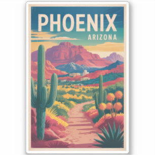 Phoenix Arizona Illustratie Reis Kunst Vintage Sticker