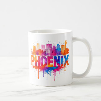 Phoenix Arizona Kleurrijke Skyline Waterverf Splas Koffiemok