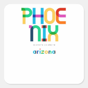 Phoenix Arizona Mid Century, Pop Art, Vierkante Sticker