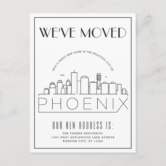 Phoenix, Arizona Modern Deco | Nieuw Adres Aankondigingskaart (Voorkant)