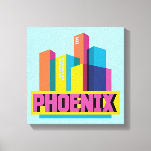 Phoenix, Arizona | Neon Skyline Canvas Afdruk (Voorkant)