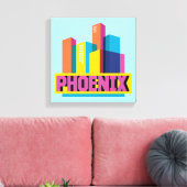 Phoenix, Arizona | Neon Skyline Canvas Afdruk (Insitu (Woonkamer))